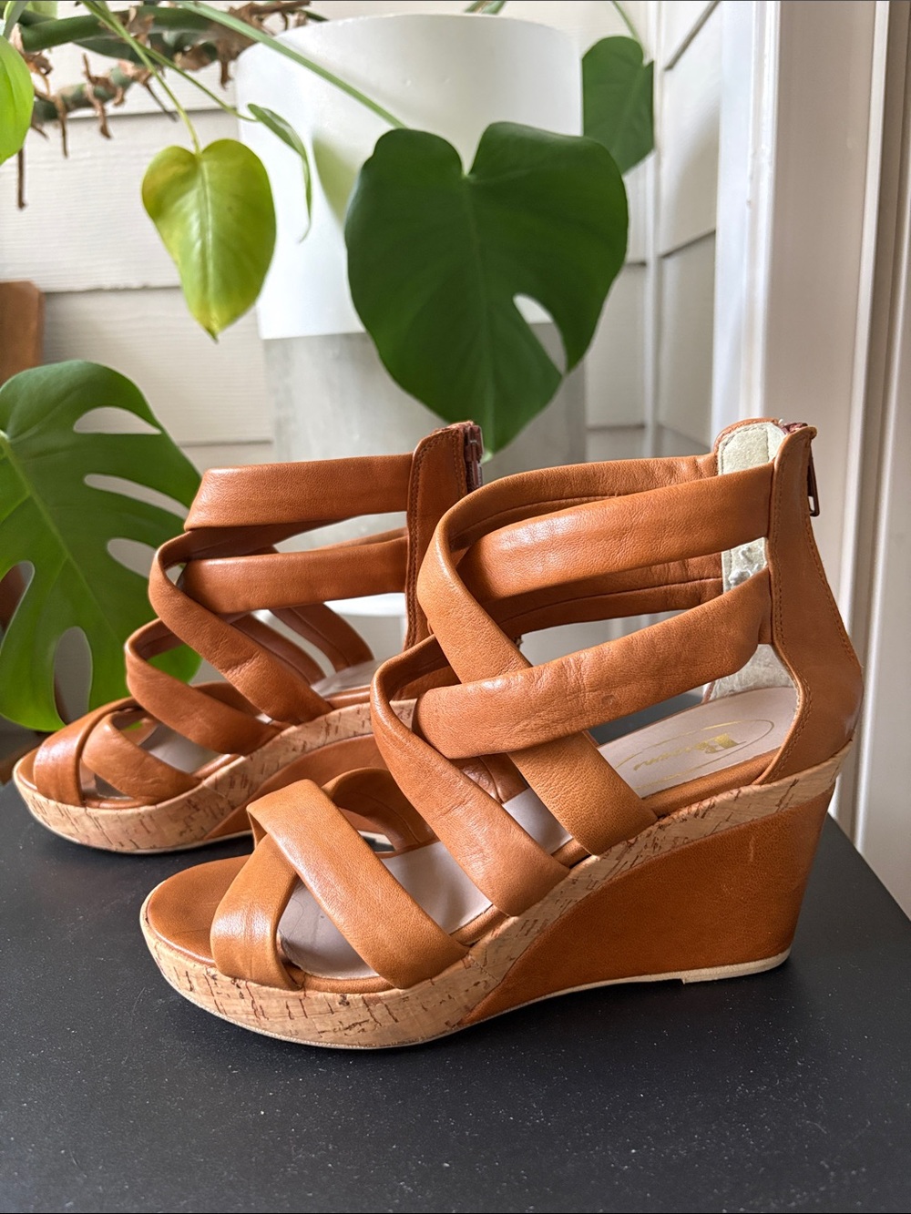Browns Wedge Sandals, Gladiator | Cork | Platform | Cognac | Size 38 - Picture 3 of 16